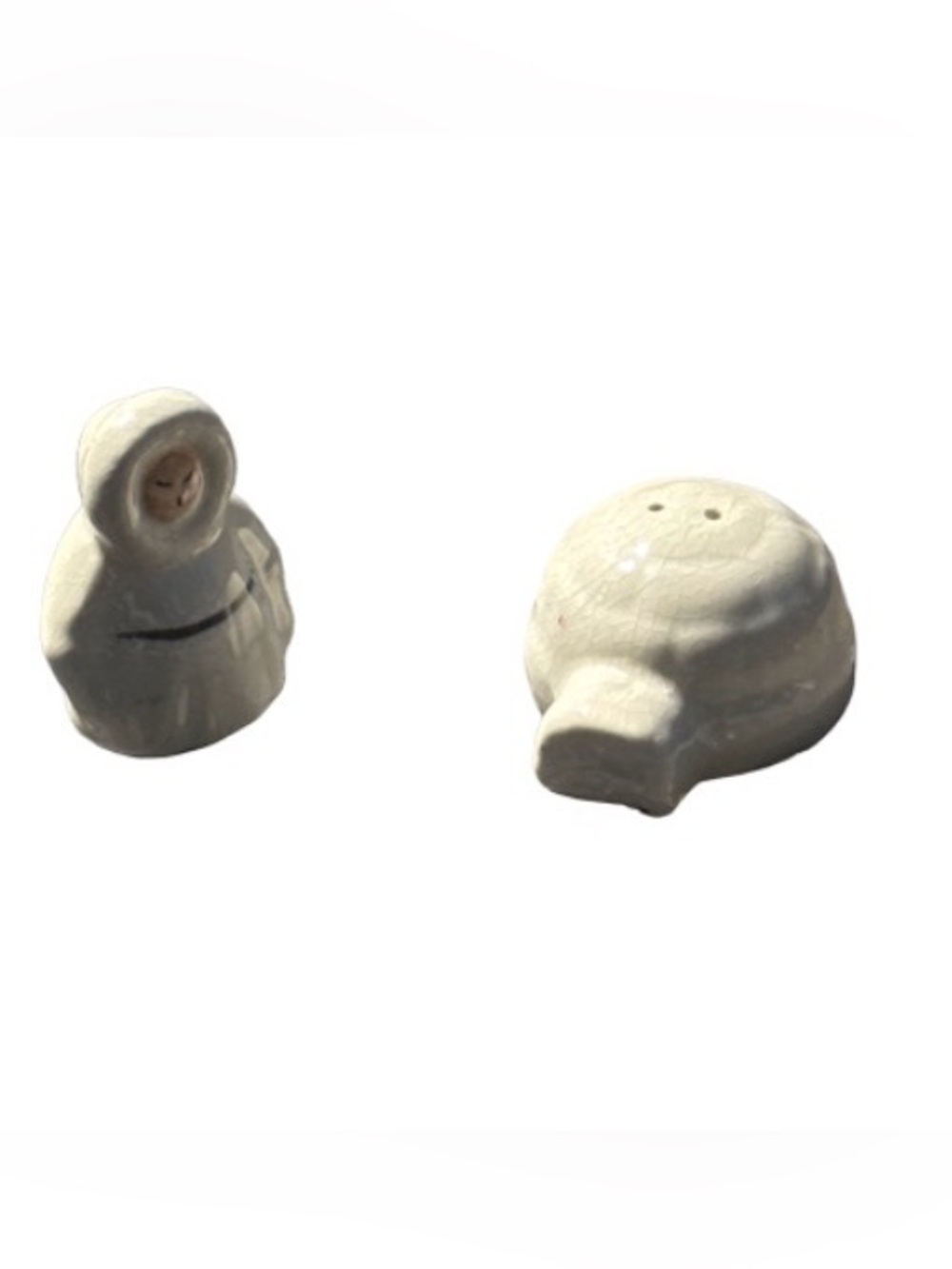 Vintage Eskimo Cream Ceramic Salt and Pepper Shaker Set - Home Accents